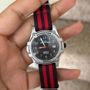 Timex Expedition Men's Black and Red Watch vintage watch